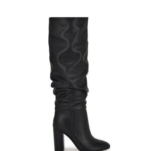 169$ Nine West Magnett Block Heel Slouchy Knee High Boots Size 9 US Black
